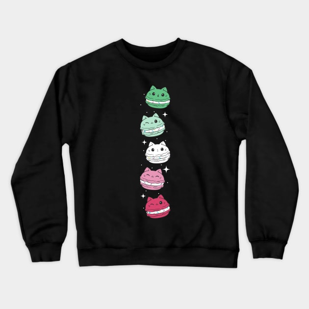 Subtle Abrosexual Pride Flag Cute Cat Kawaii Macaron Crewneck Sweatshirt by Graphic Monster